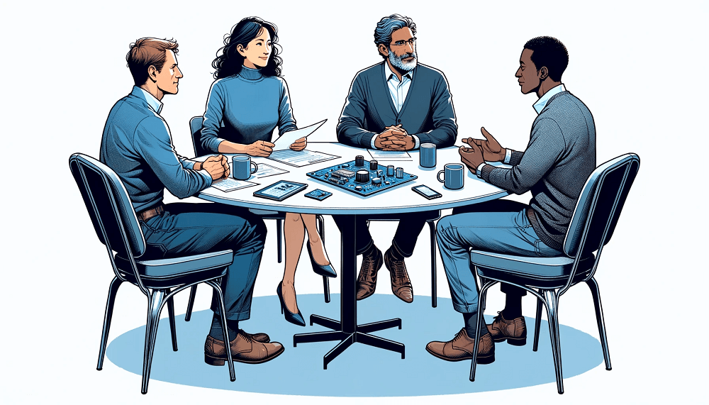 Projekt-Meeting für Elektronikentwicklung